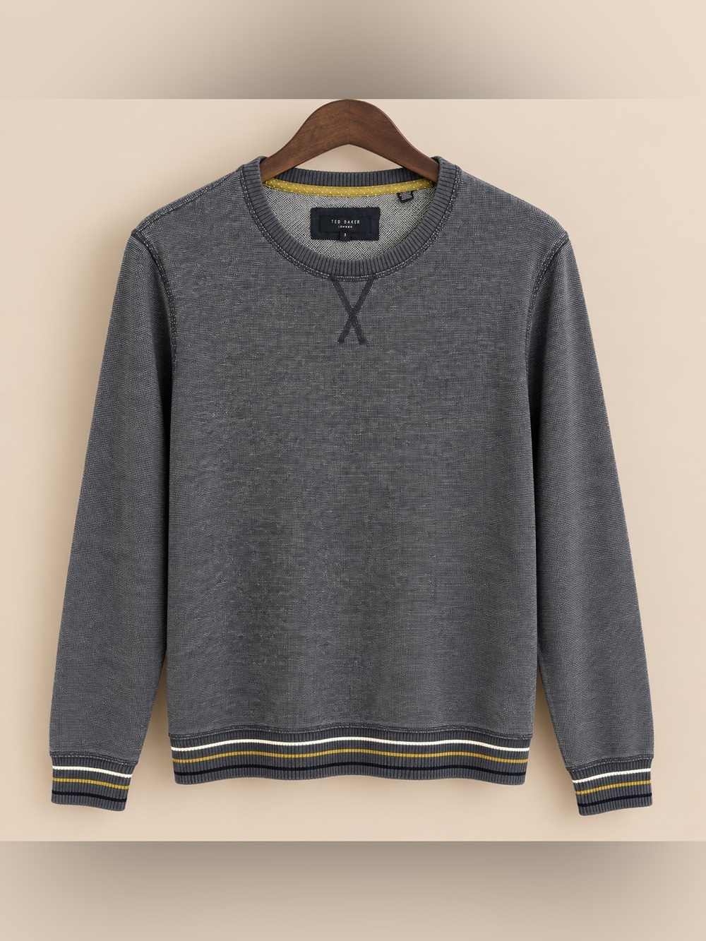 Ted Baker London Men’s Gray Textured Crewneck Sweater Size 3 / M